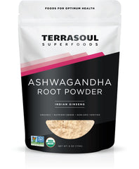Terrasoul Superfoods Ashwagandha root powder jar supports daily calm and focus.