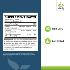 Terry Naturally A•D3•K2 softgels closeup, convenient daily heart and bone support.
