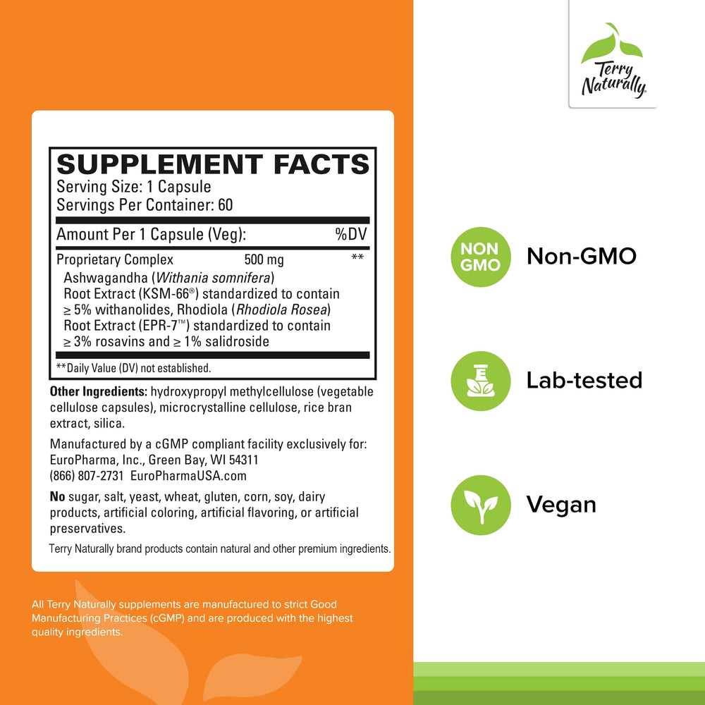 Terry Naturally Adaptra capsules close-up showing convenient daily dosage