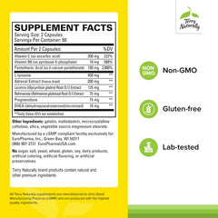 Terry Naturally Adrenaplex capsules close-up ready for your daily intake.