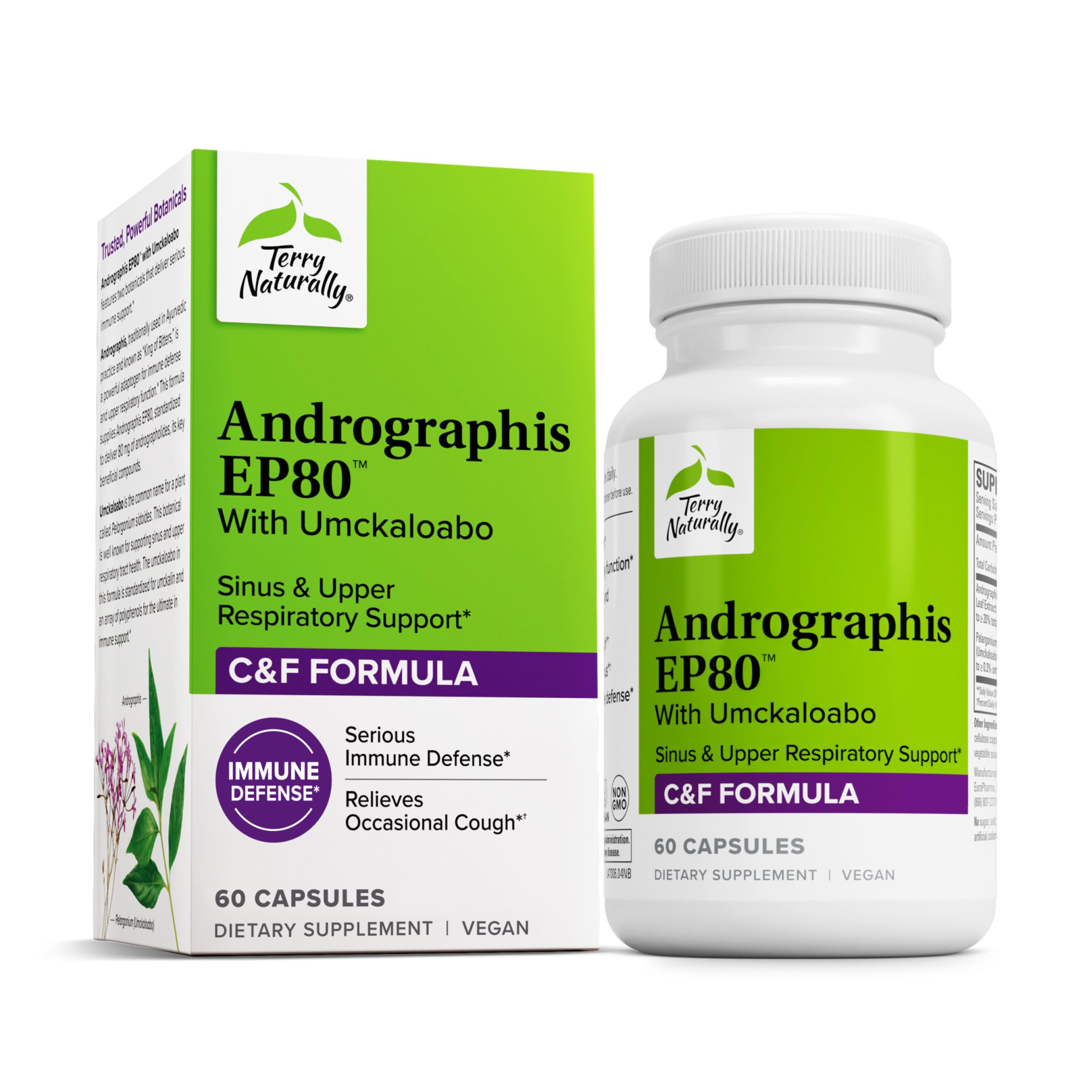 Terry Naturally Andrographis EP80 bottle for convenient immune support.
