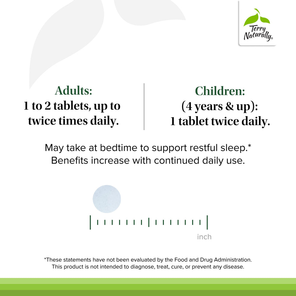 Terry Naturally AnxioCalm label front communicates suitability for adults and 4+ years.