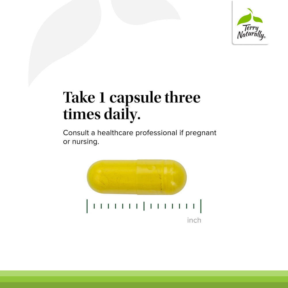 Terry Naturally Berberine bottle angle showcases convenient daily capsule routine.