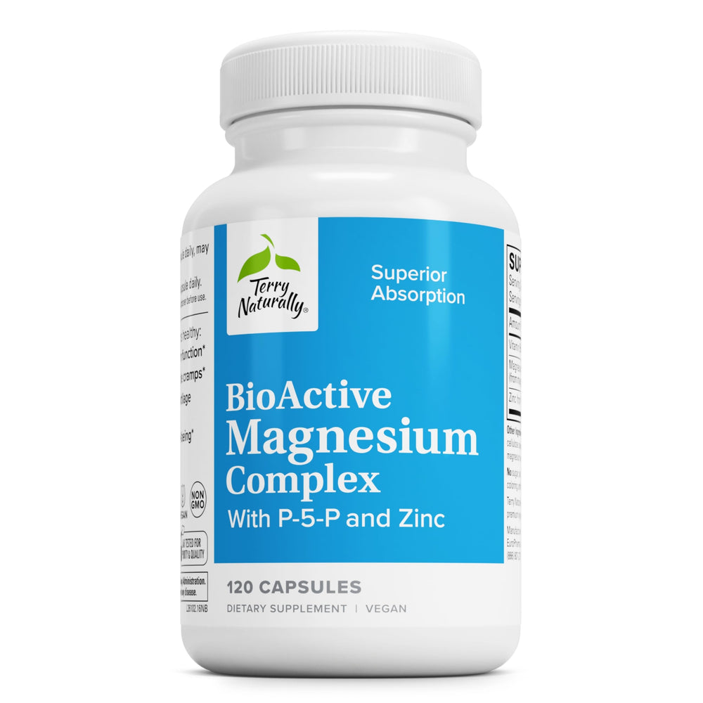 Terry Naturally BioActive Magnesium Complex bottle front for daily bone and heart health support