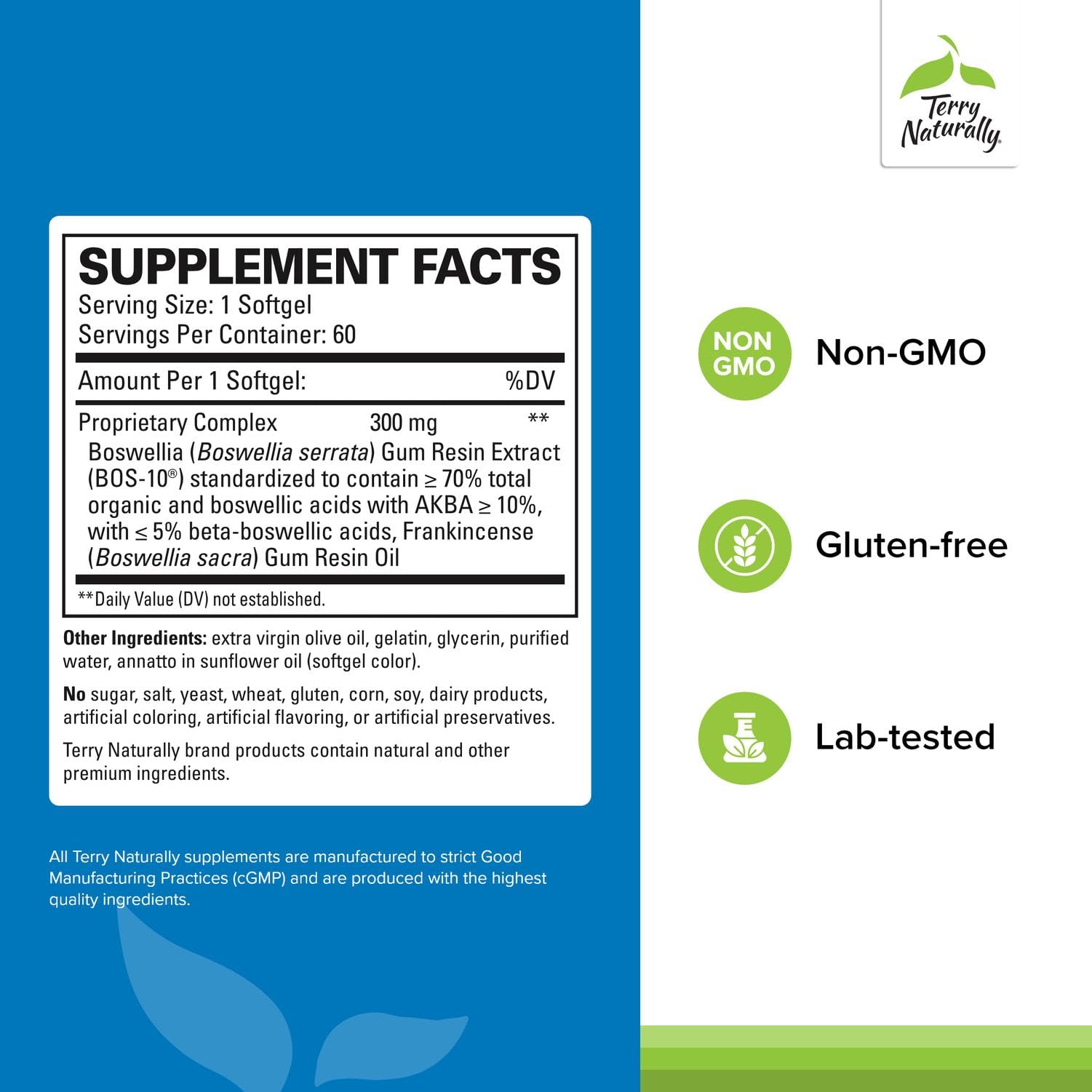 Terry Naturally Boswellia Plus Frankincense Oil softgels for daily mobility