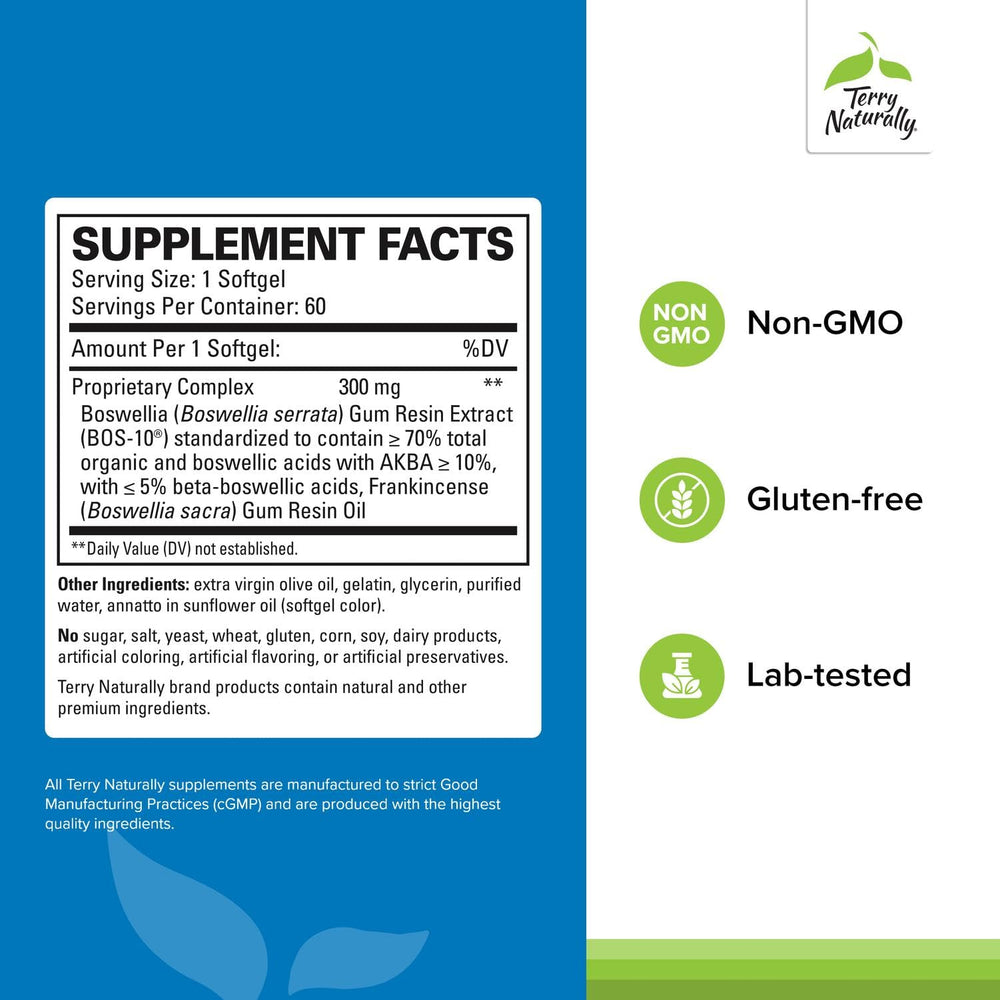Terry Naturally Boswellia Plus Frankincense Oil softgels for daily mobility