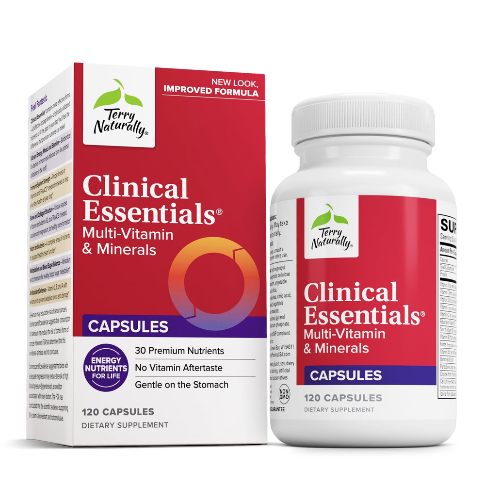 Terry Naturally Clinical Essentials bottle pour enables easy daily dispensing for a steady routine.