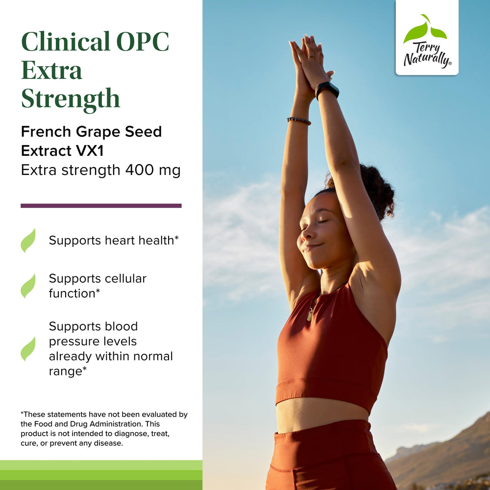 Terry Naturally OPC bottle label featuring grape seed extract and science-backed formula.