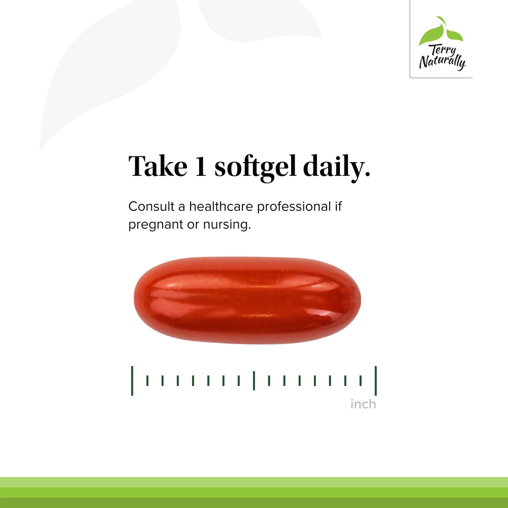 Terry Naturally CoQ10 BioActive capsules closeup on premium formula.