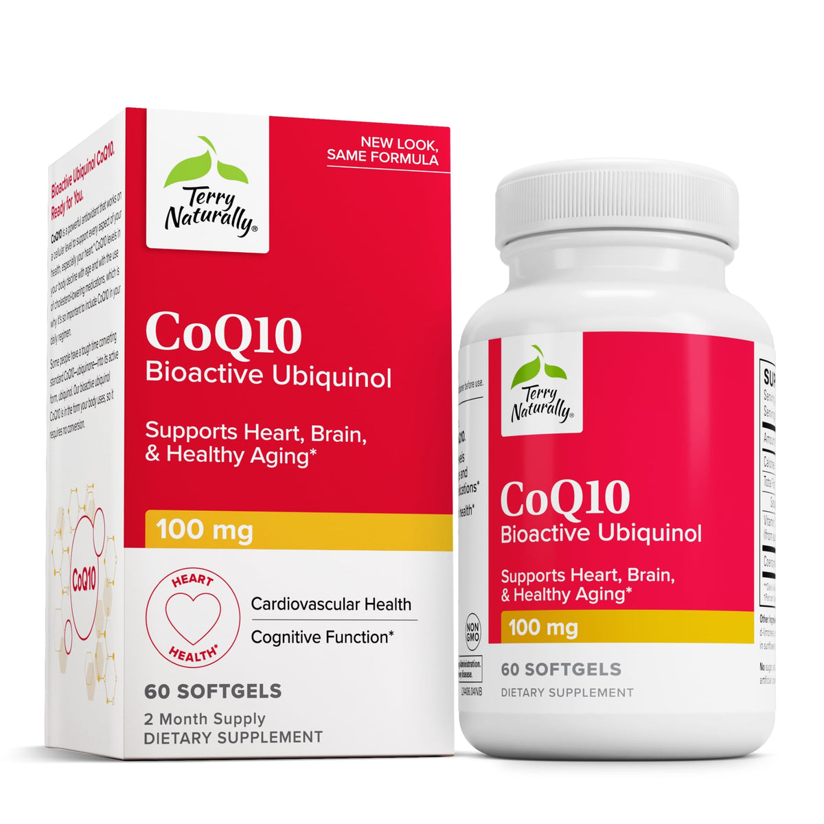 Terry Naturally CoQ10 BioActive softgel bottle supporting daily energy.