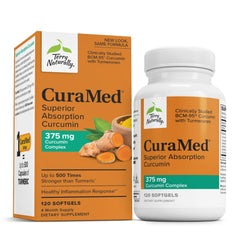 Terry Naturally CuraMed 375mg bottle front, highlighting antioxidant support.