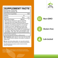 Packaging display of Terry Naturally CuraMed shows quality and formula details.