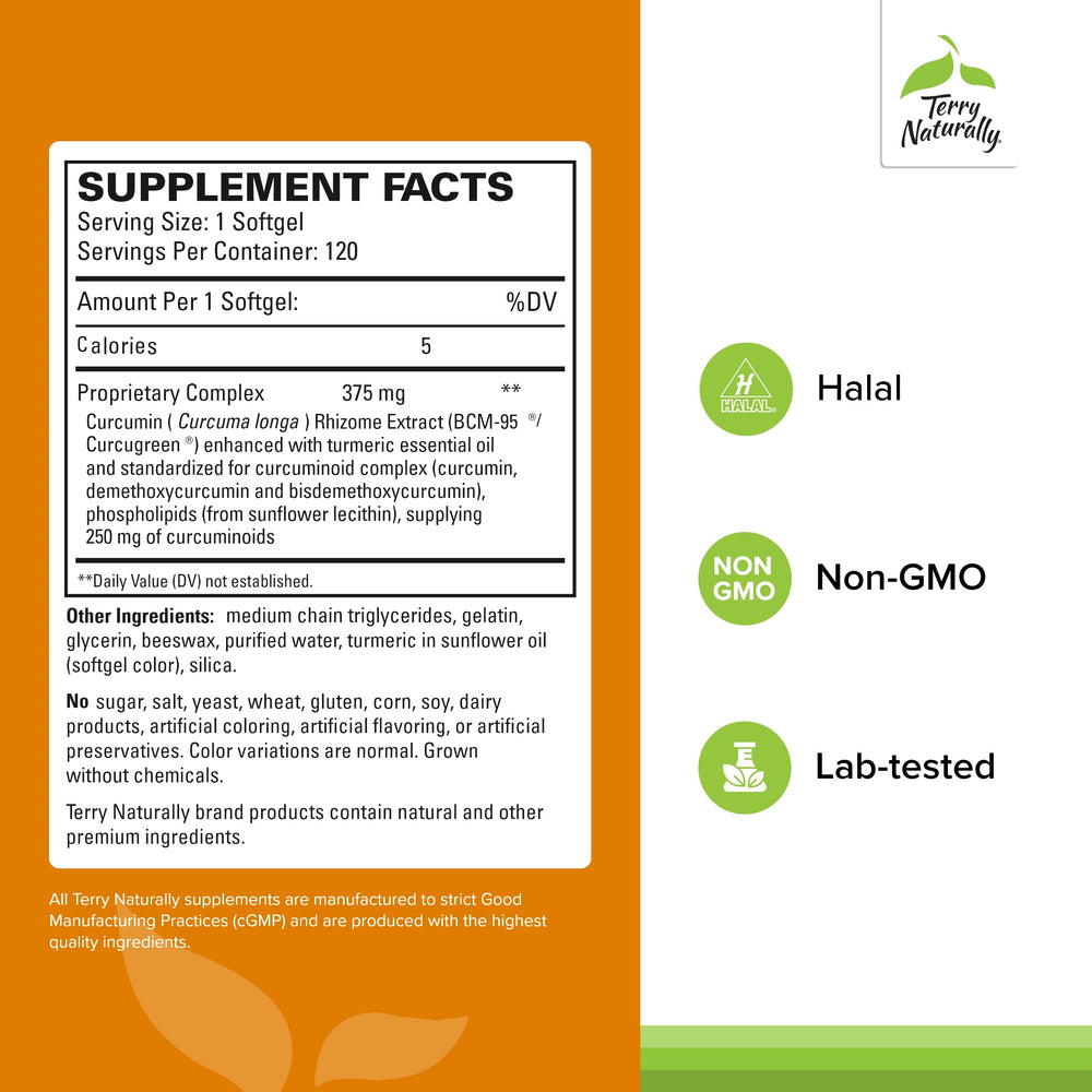 Terry Naturally CuraMed softgels closeup for easy daily use.