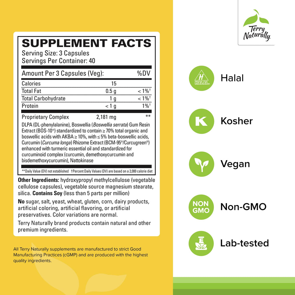 Terry Naturally Curamin capsules close-up for convenient daily use and circulation support.
