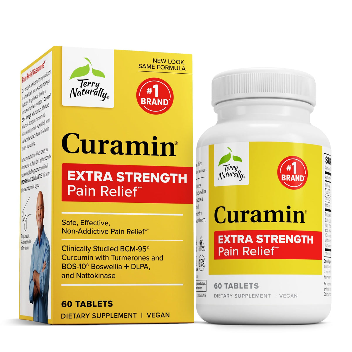 Terry Naturally Curamin Extra Strength bottle front highlighting joint and muscle support