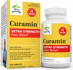 Terry Naturally Curamin Extra Strength bottle for daily joint and muscle support