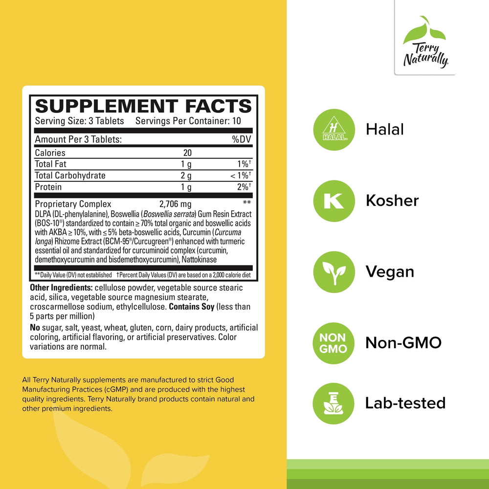 Terry Naturally Curamin capsules close-up highlighting BCM-95 for smoother movement and comfort.