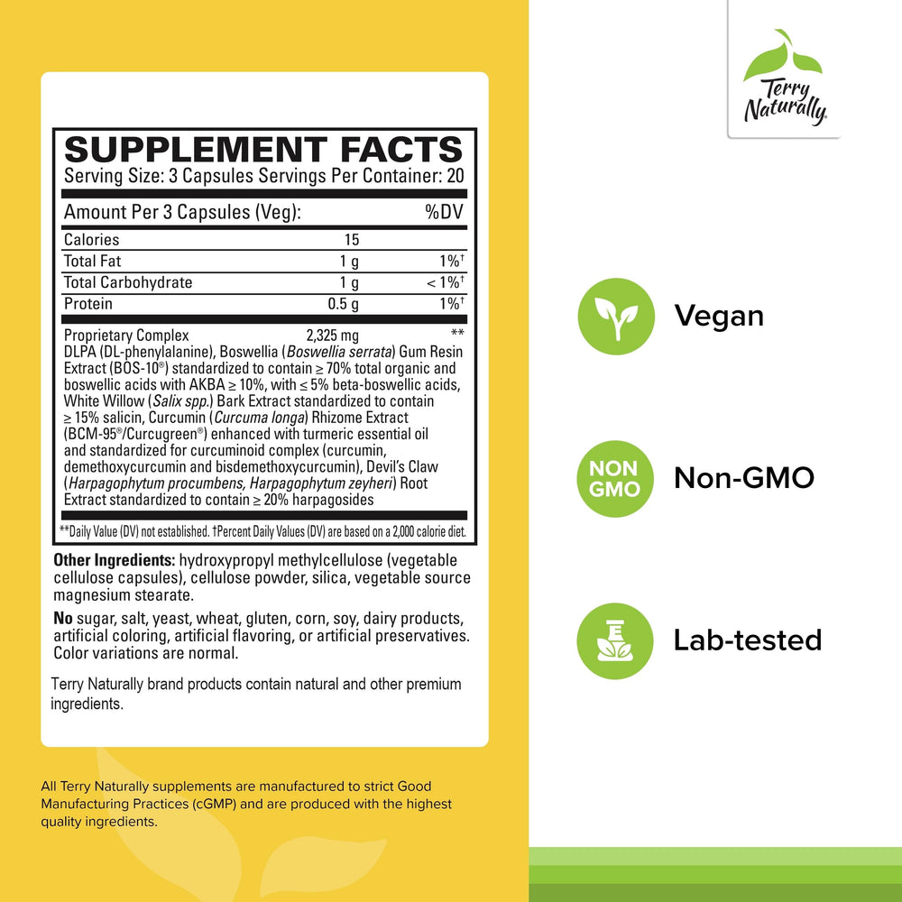 Close up of Terry Naturally Curamin Low Back capsules for simple daily relief.