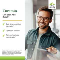 Terry Naturally Curamin Low Back with BCM-95 curcumin labeling emphasizing absorption.