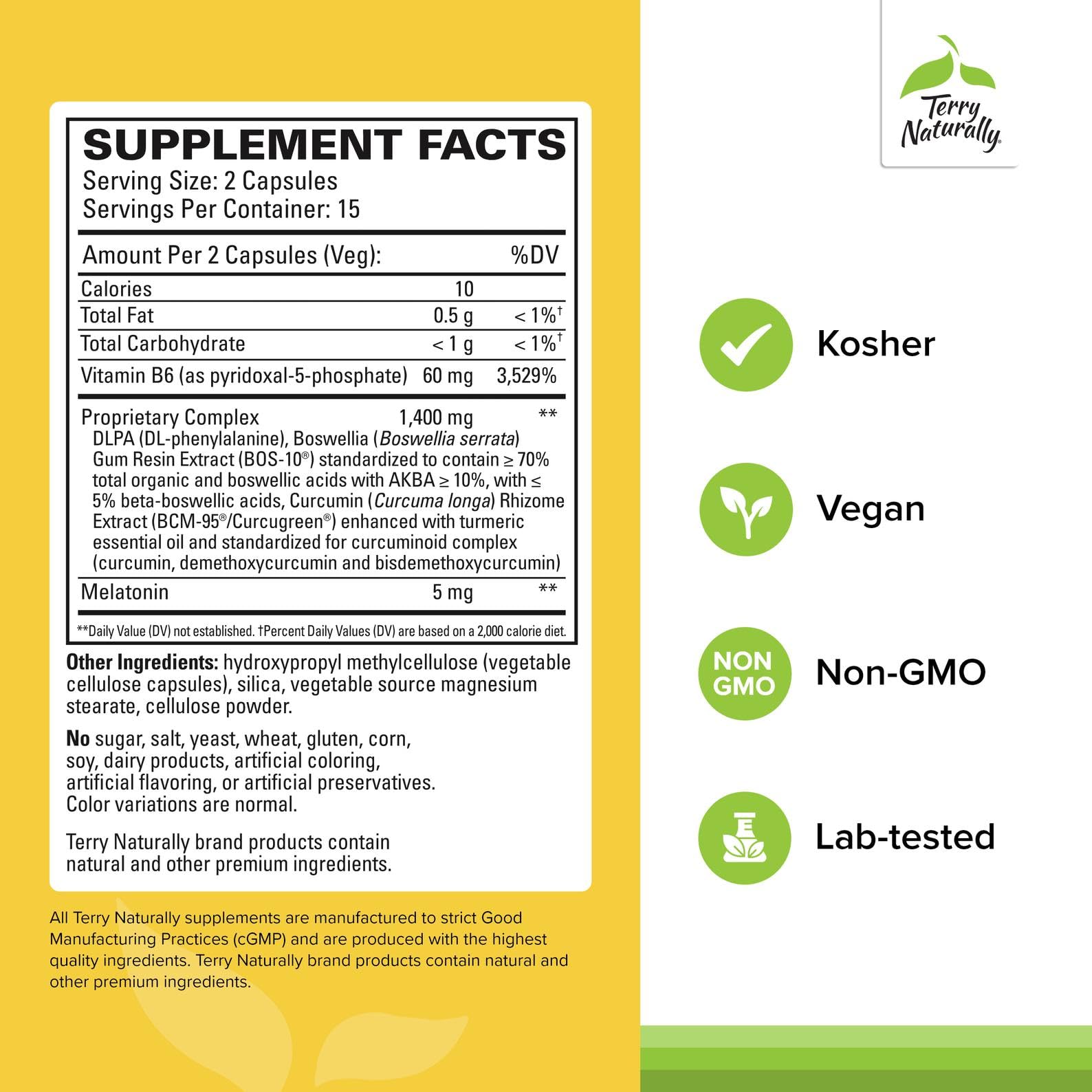 Curamin Nighttime ingredients label highlights BCM-95 curcumin and melatonin for sleep support.