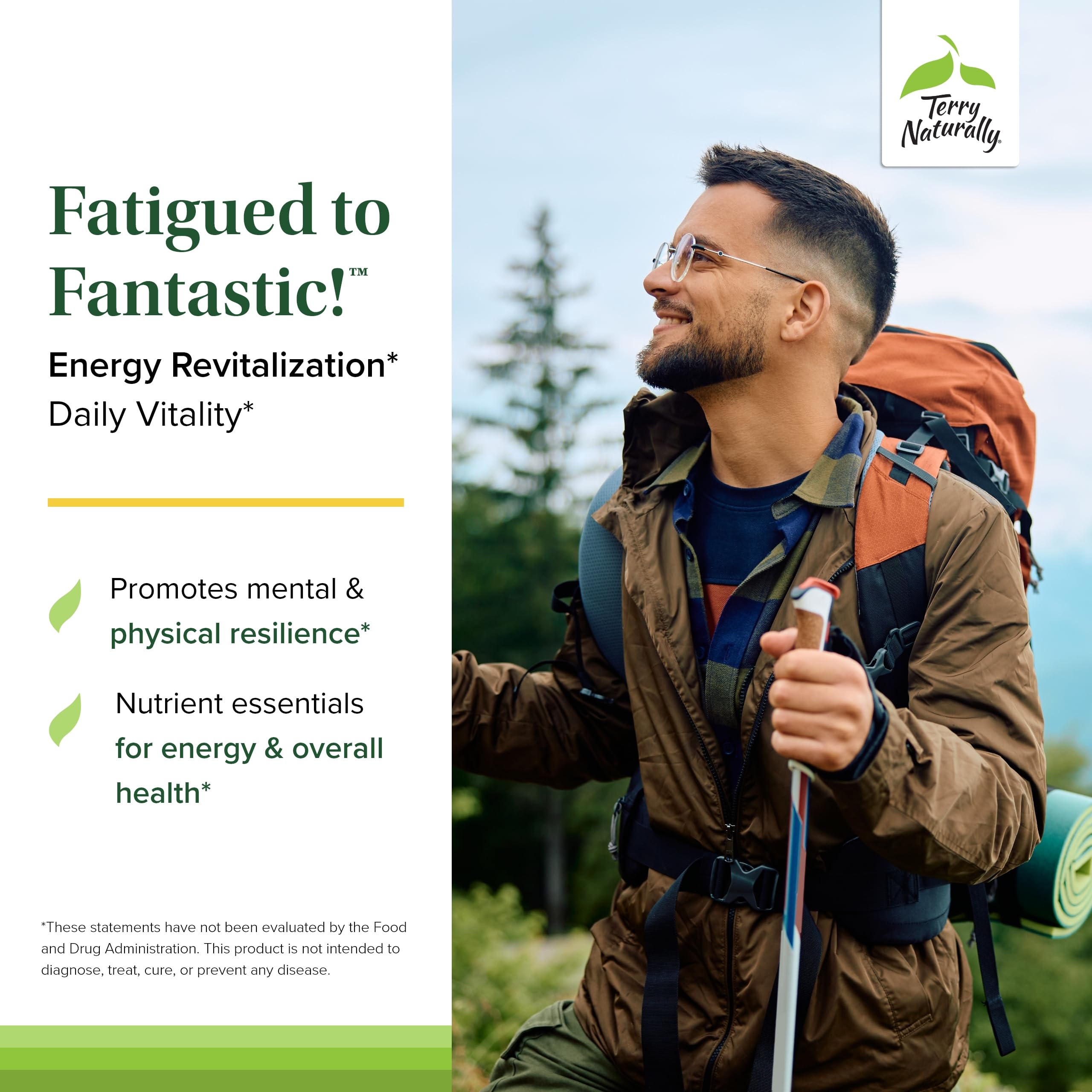 Terry Naturally Fatigued to Fantastic energy revitalization drink mix poured into a glass for a quick energy boost