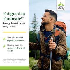 Terry Naturally Fatigued to Fantastic energy revitalization drink mix poured into a glass for a quick energy boost