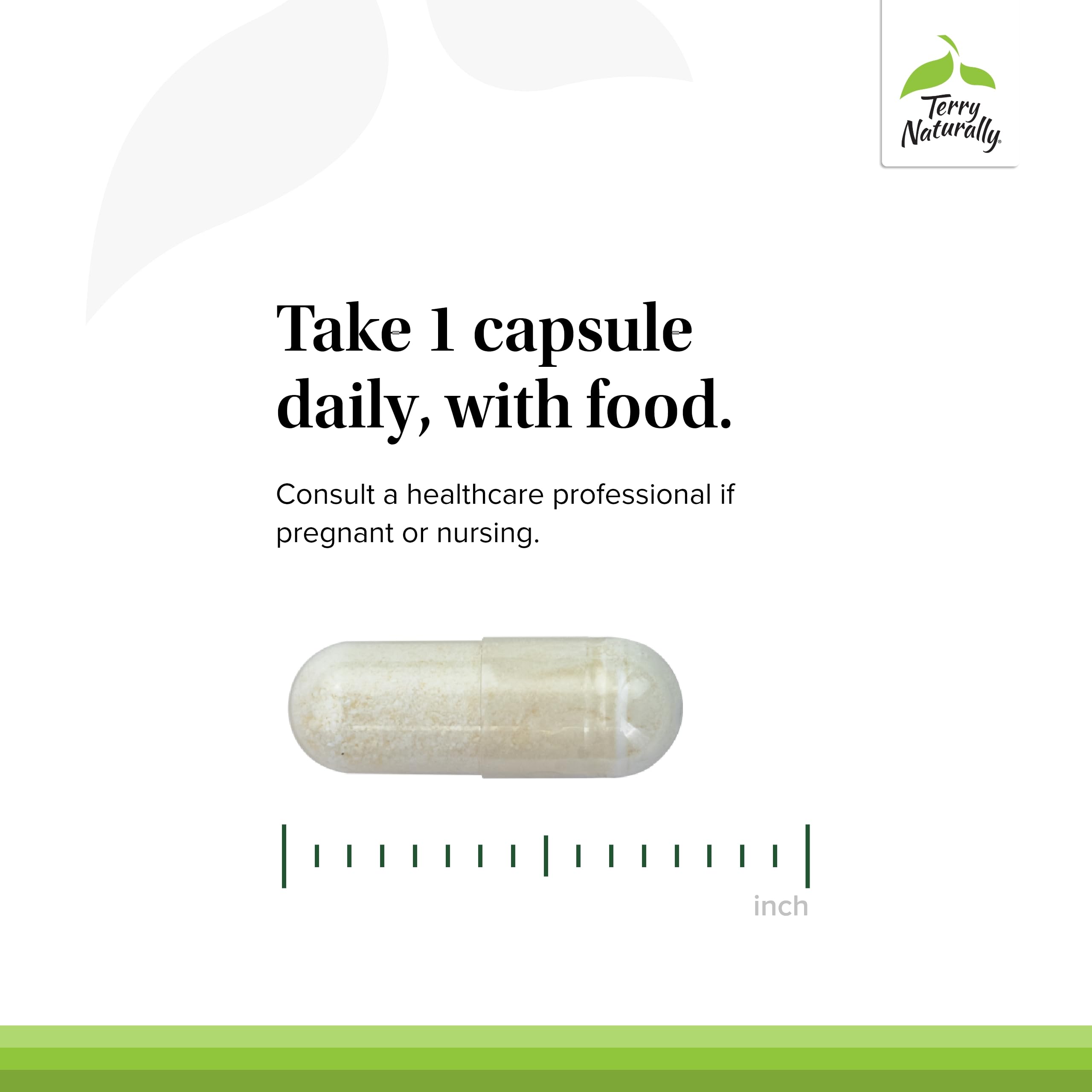 Capsules close-up in hand showing Terry Naturally FloraSure for daily intake.