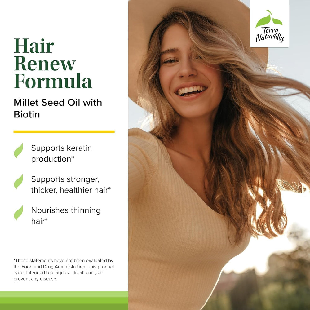 Softgels in closeup, convenient daily hair health supplement.