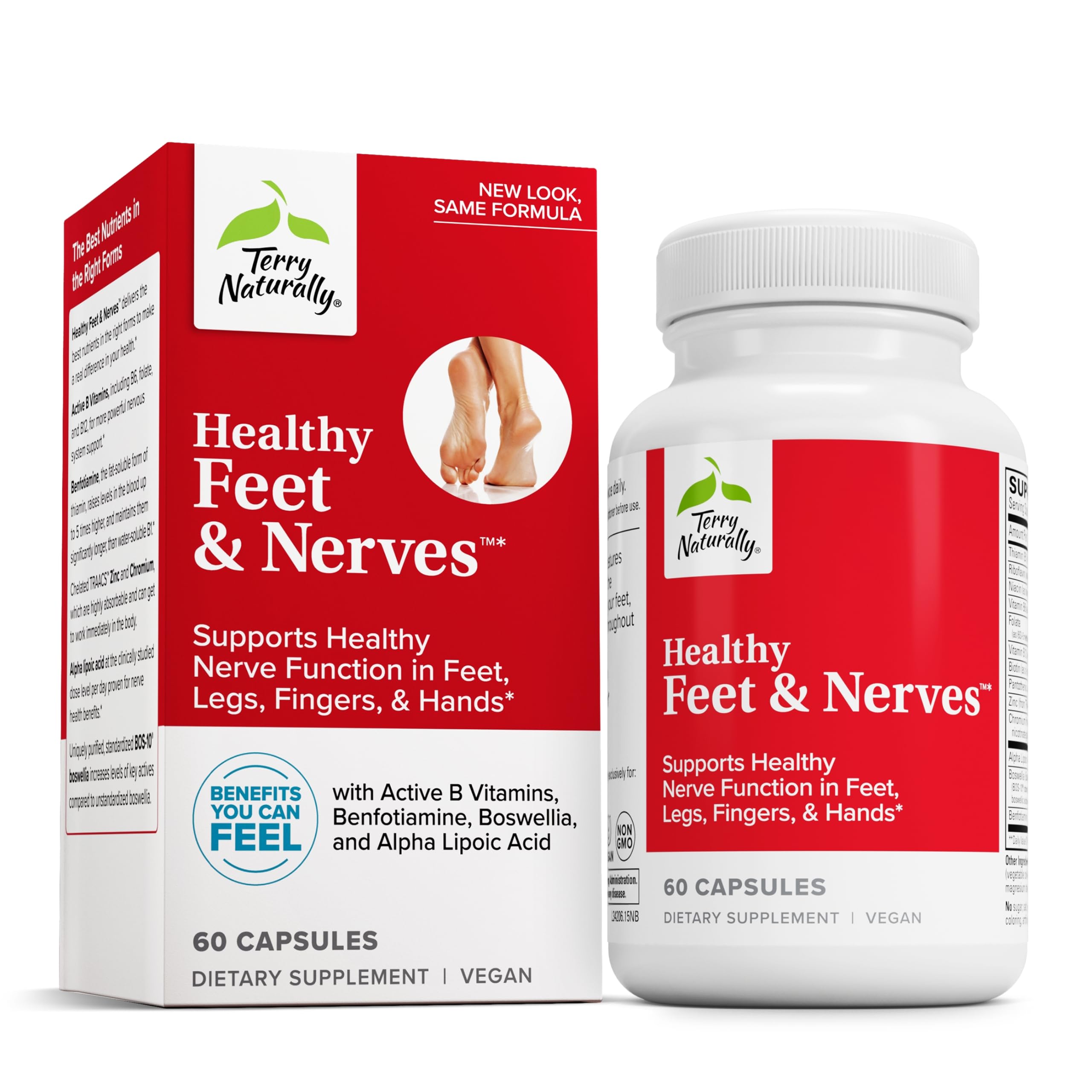Terry Naturally Healthy Feet & Nerves bottle front for daily nerve and circulation support.