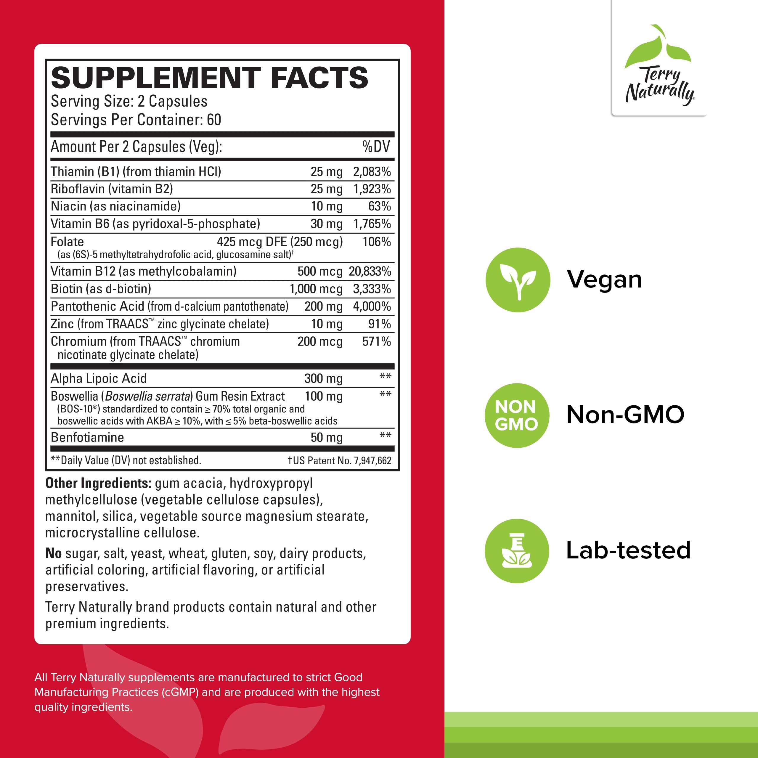 Closeup of Terry Naturally Healthy Feet Nerves capsules highlighting vegan formula.
