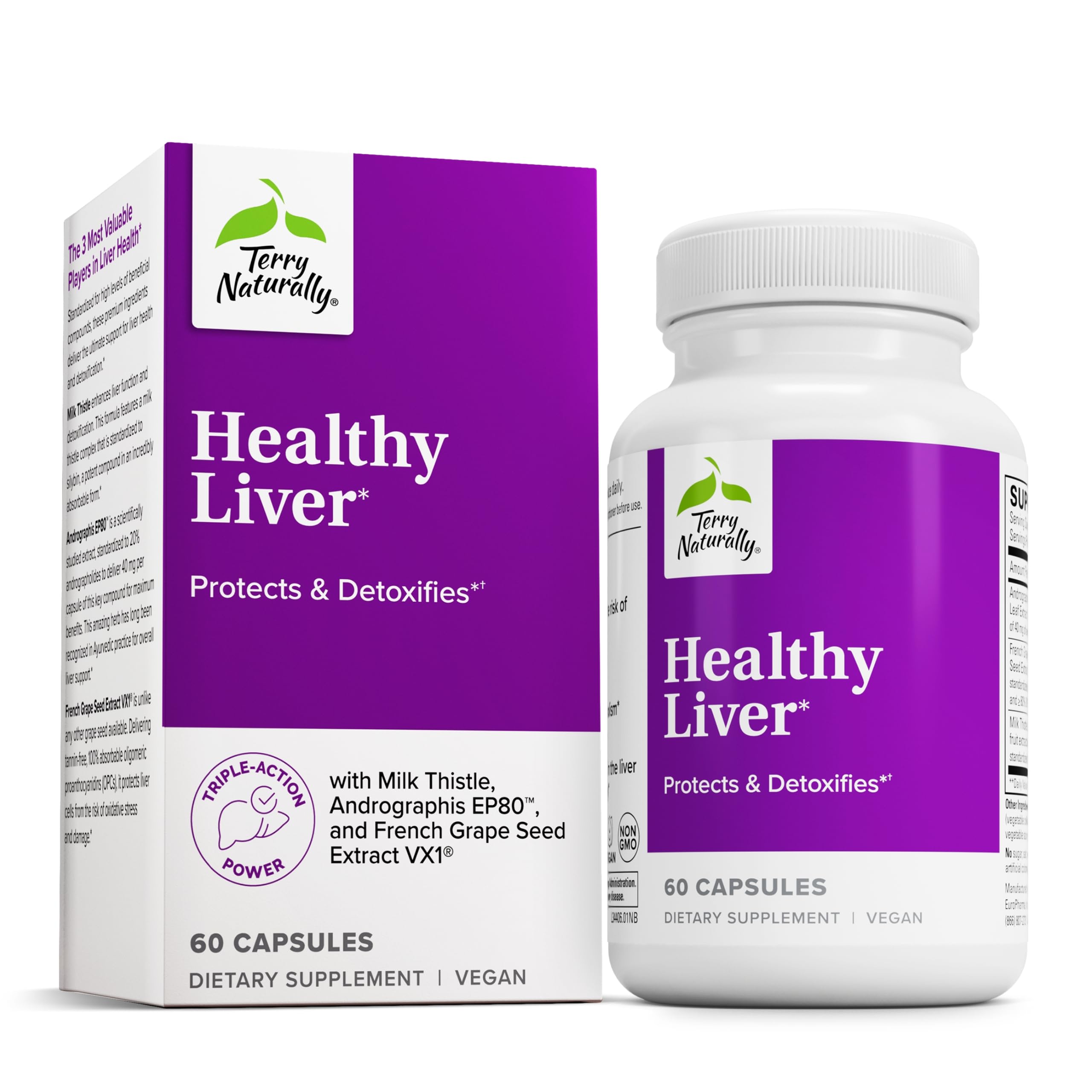 Terry Naturally Healthy Liver bottle displaying liver support formula