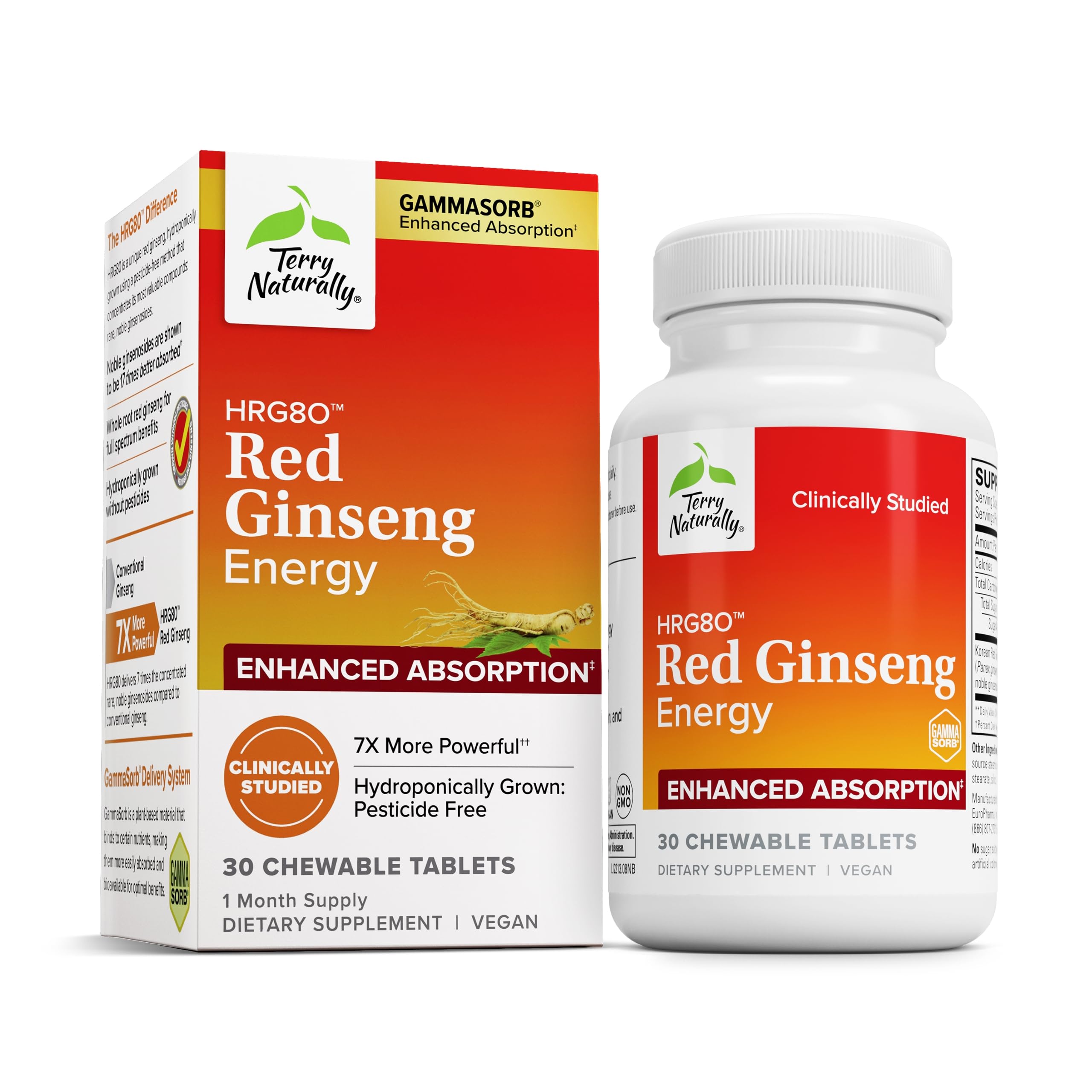 Terry Naturally HRG80 red ginseng energy bottle for daily focus support.
