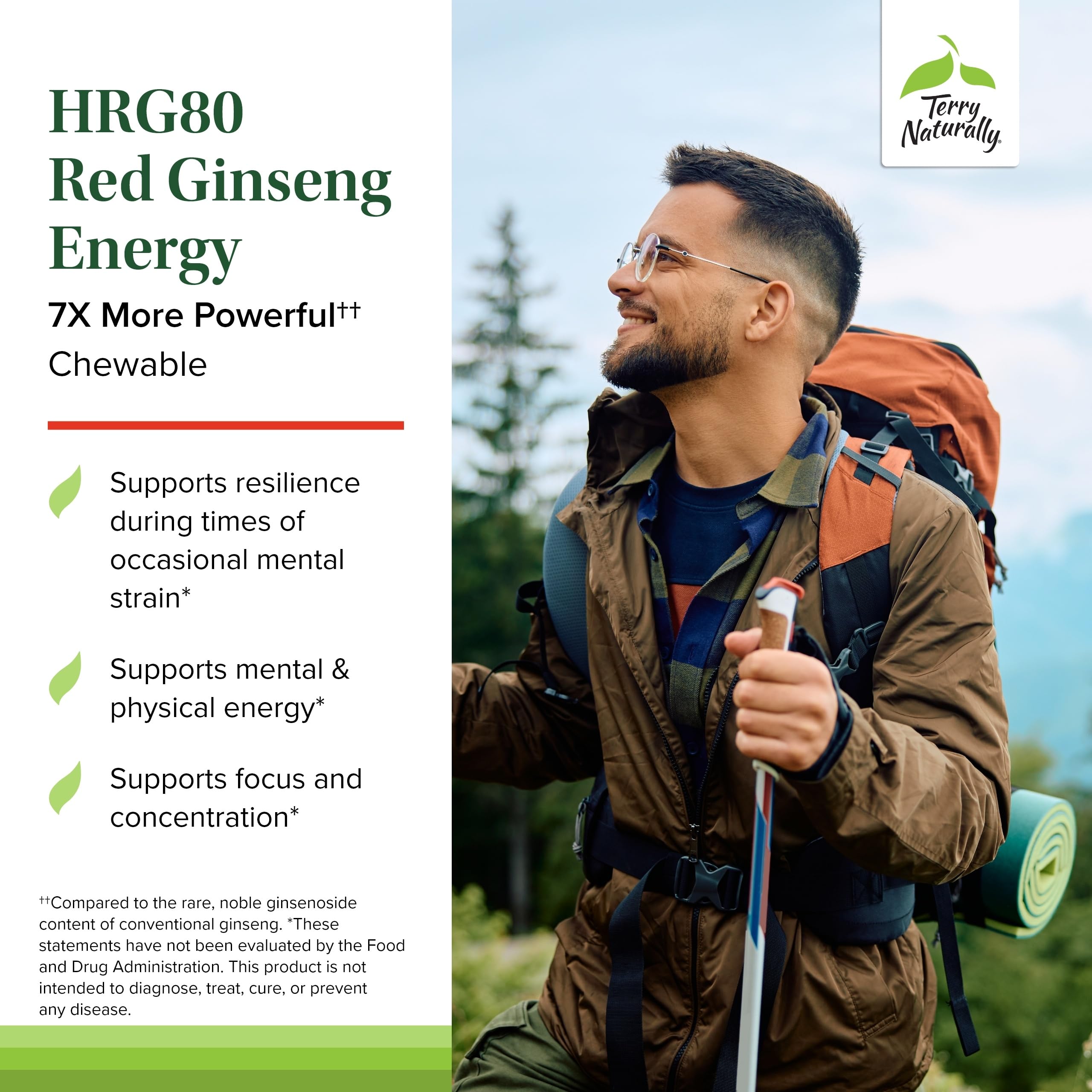 Terry Naturally HRG80 red ginseng root powder ingredient detail for enhanced absorption.