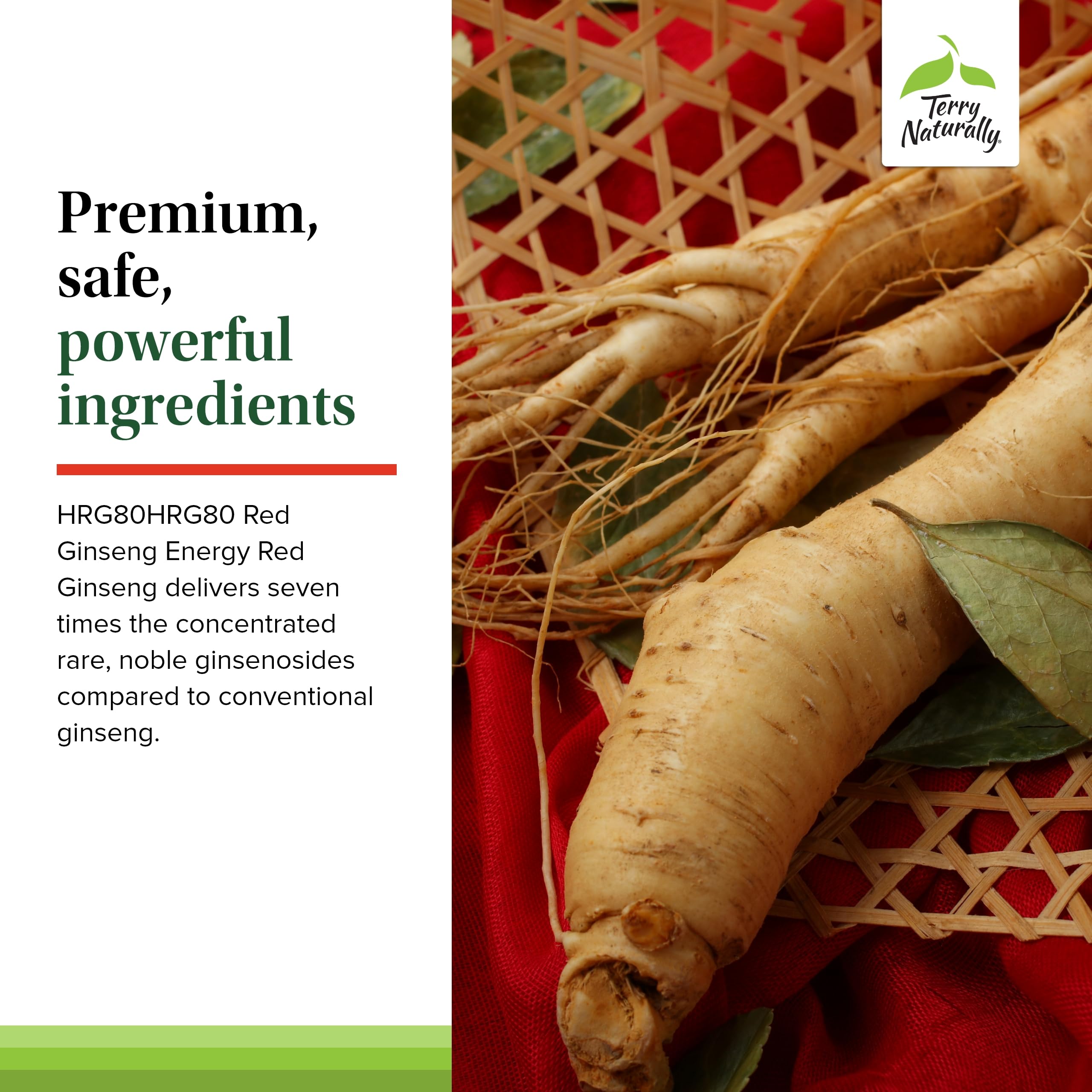 Terry Naturally HRG80 red ginseng vegan tablets suitable for daily use.