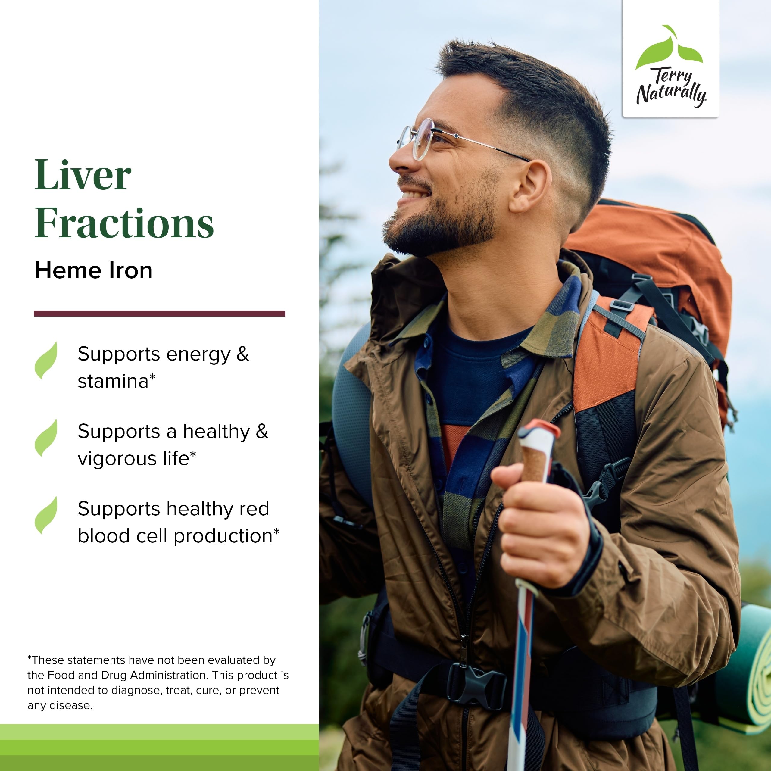 Close-up of Terry Naturally Liver Fractions capsules emphasizes convenient daily dosing