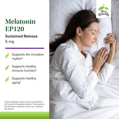 Terry Naturally Melatonin EP 120 label highlights gluten-free allergen-friendly formula.