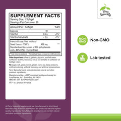 Terry Naturally OPC Extra Strength label close-up highlighting grape seed OPCs for antioxidant activity.
