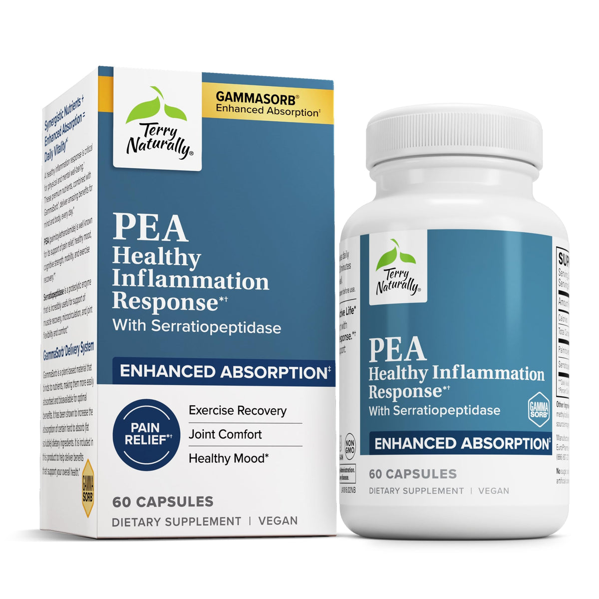 Terry Naturally Pea Healthy bottle label promotes joint comfort during activity