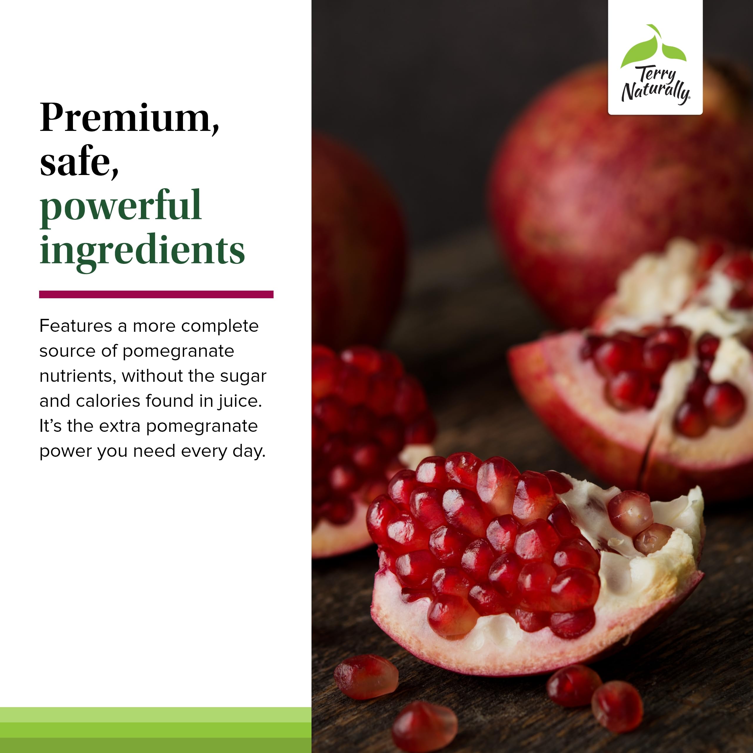 Terry Naturally pomegranate extract ingredient panel showing polyphenols