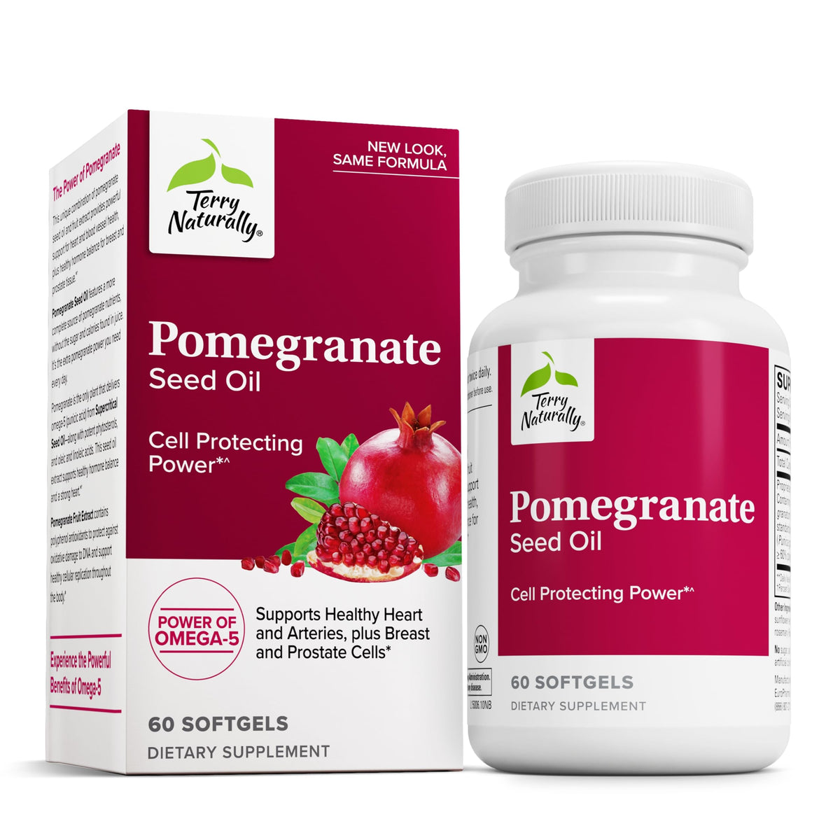 Terry Naturally pomegranate seed oil bottle for heart health support