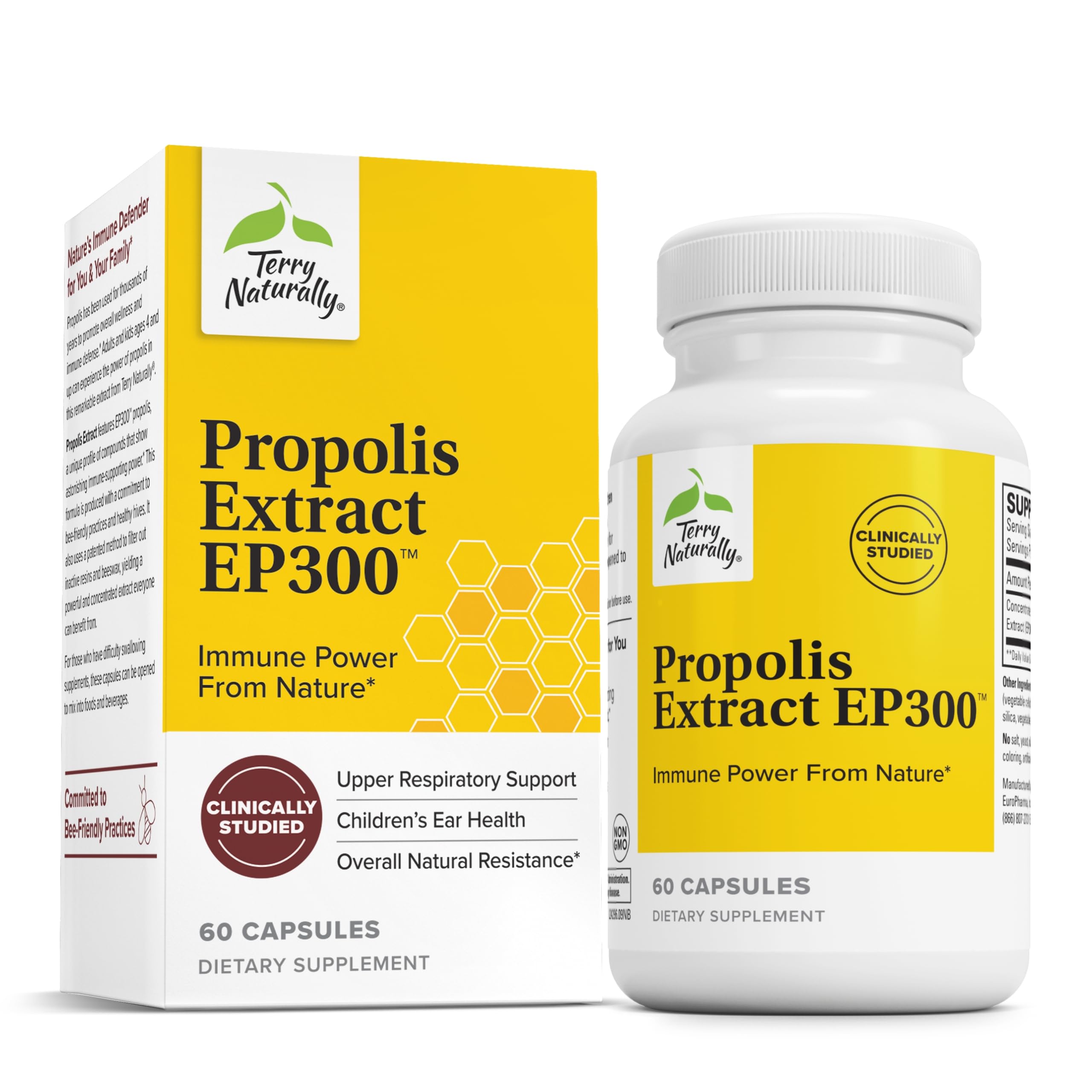 Terry Naturally Propolis EP300 bottle front showing label for easy daily use