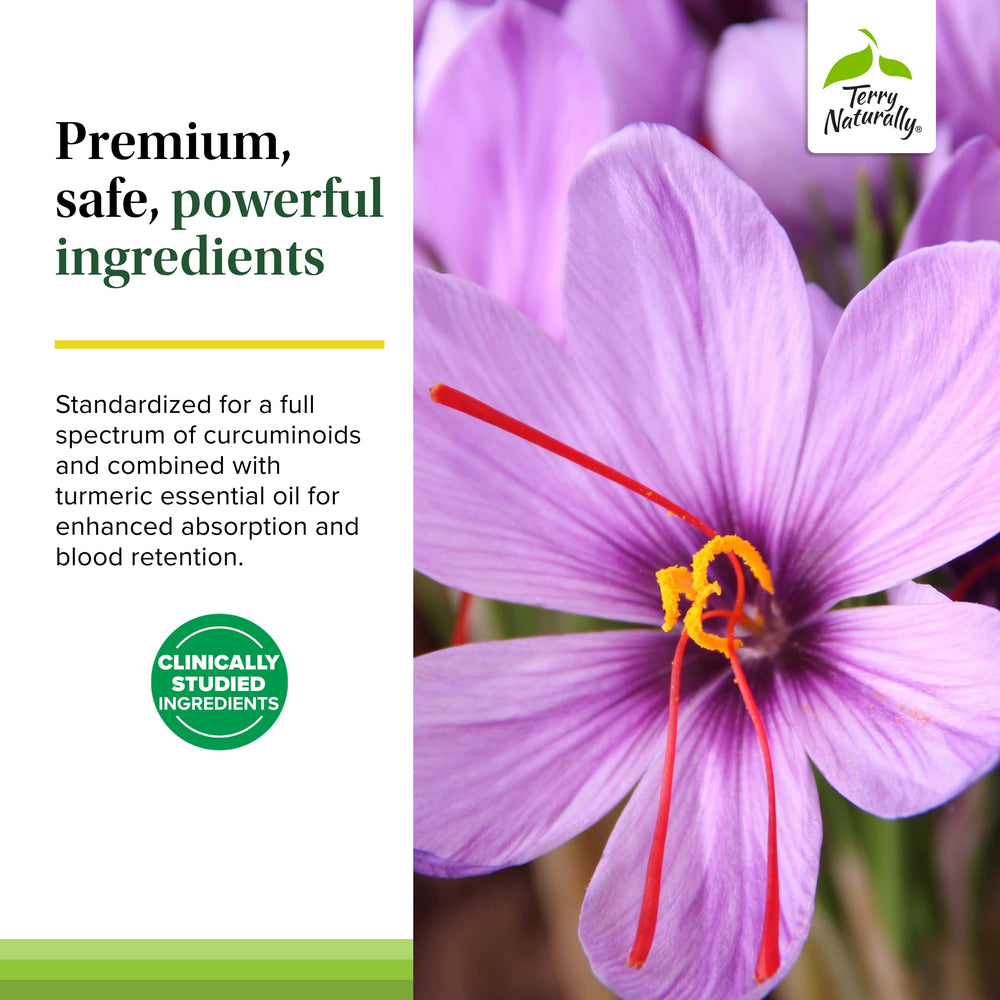 Turmeric essential oil included for absorption in Terry Naturally supplement