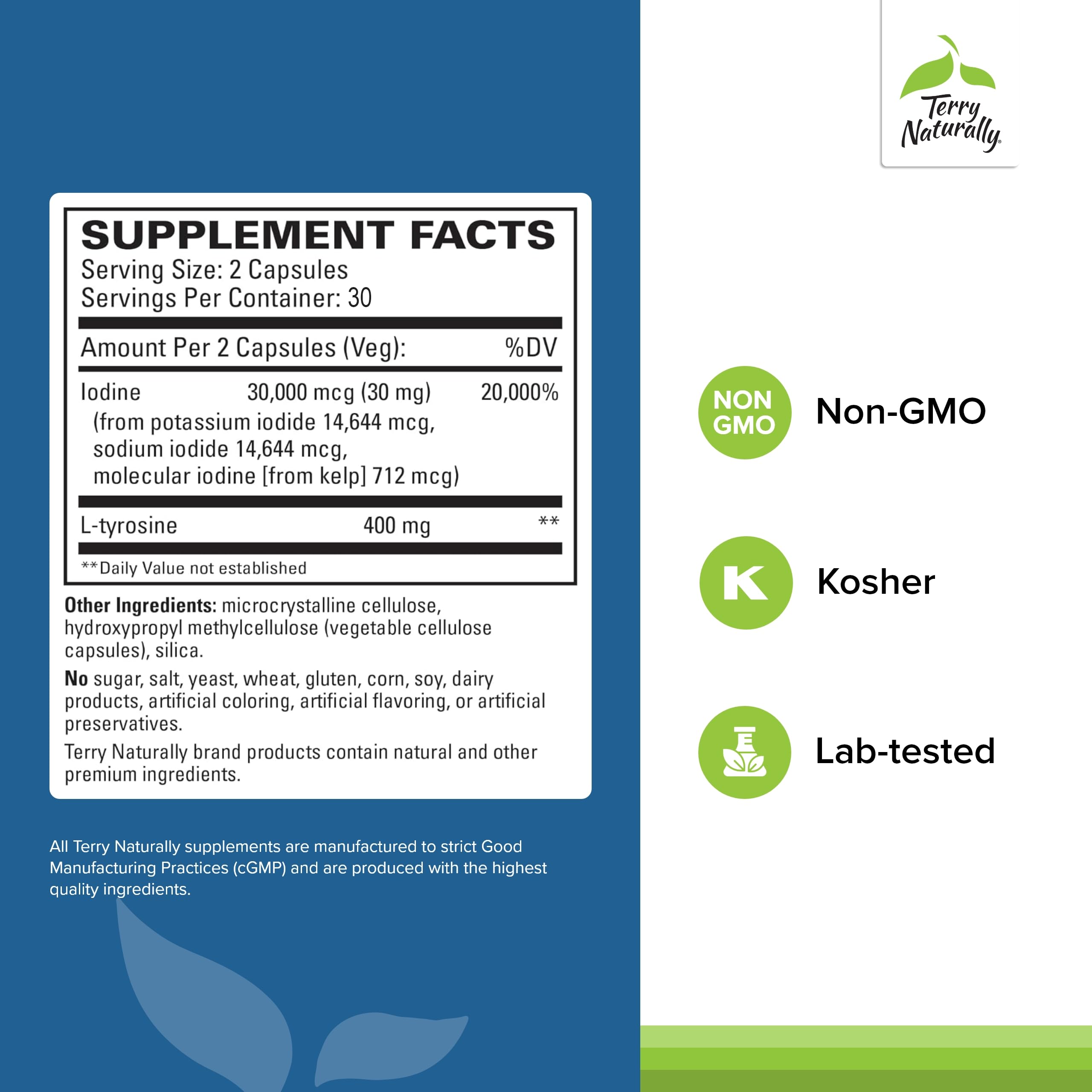 Terry Naturally Thyroid Care bottle cap close-up highlighting convenient daily capsules