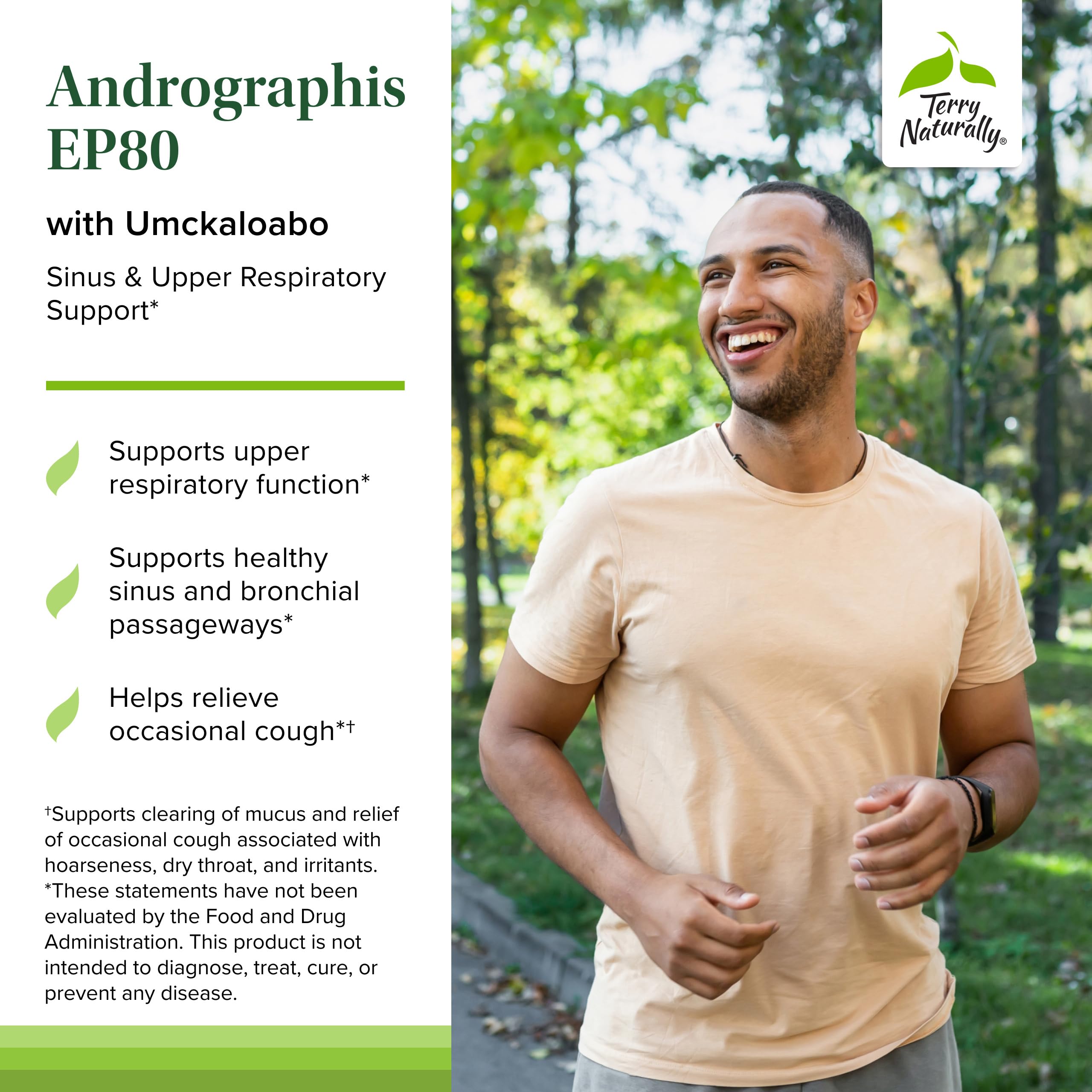 Terry Naturally Umckaloabo extract highlight for sinus pathways support.