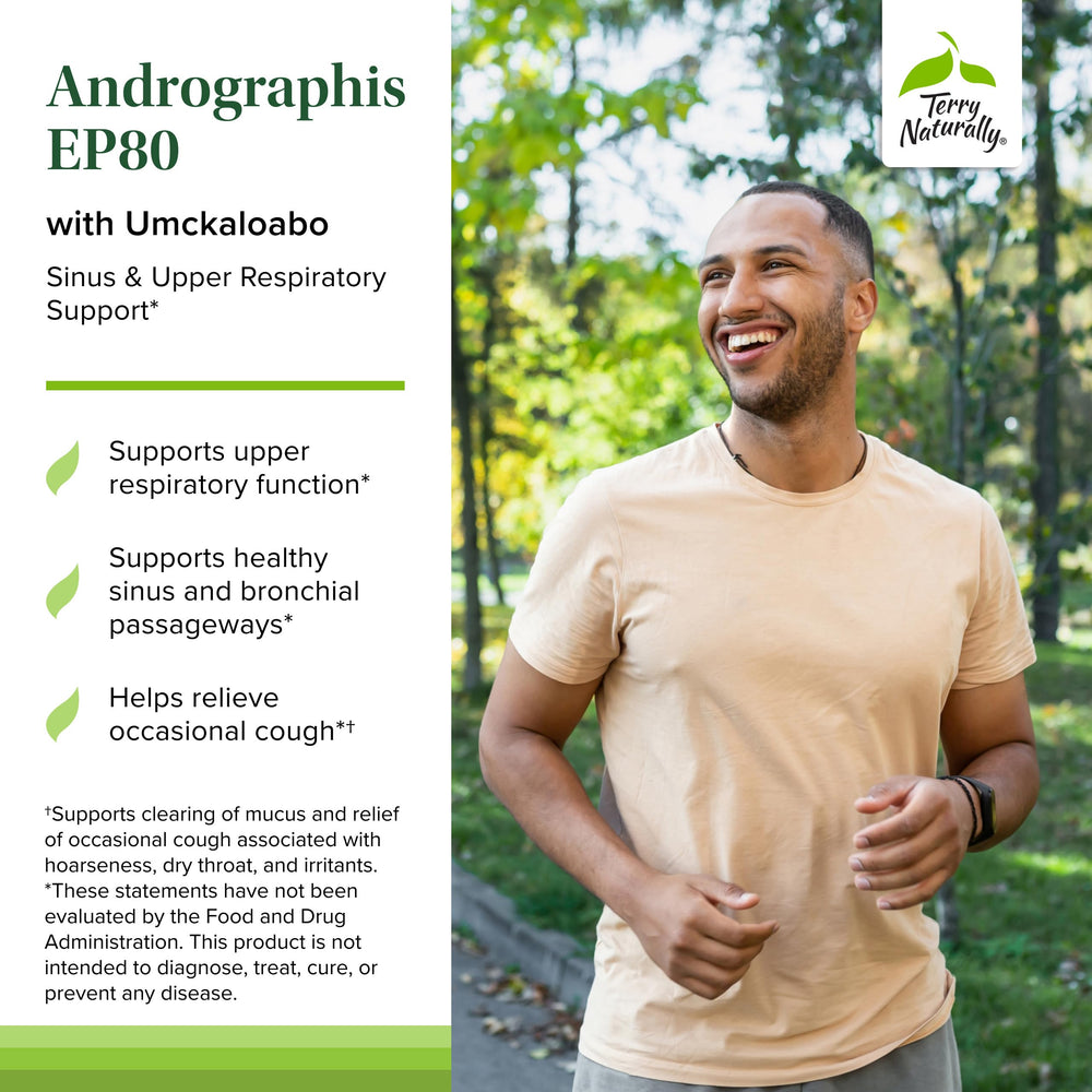 Terry Naturally Umckaloabo extract highlight for sinus pathways support.