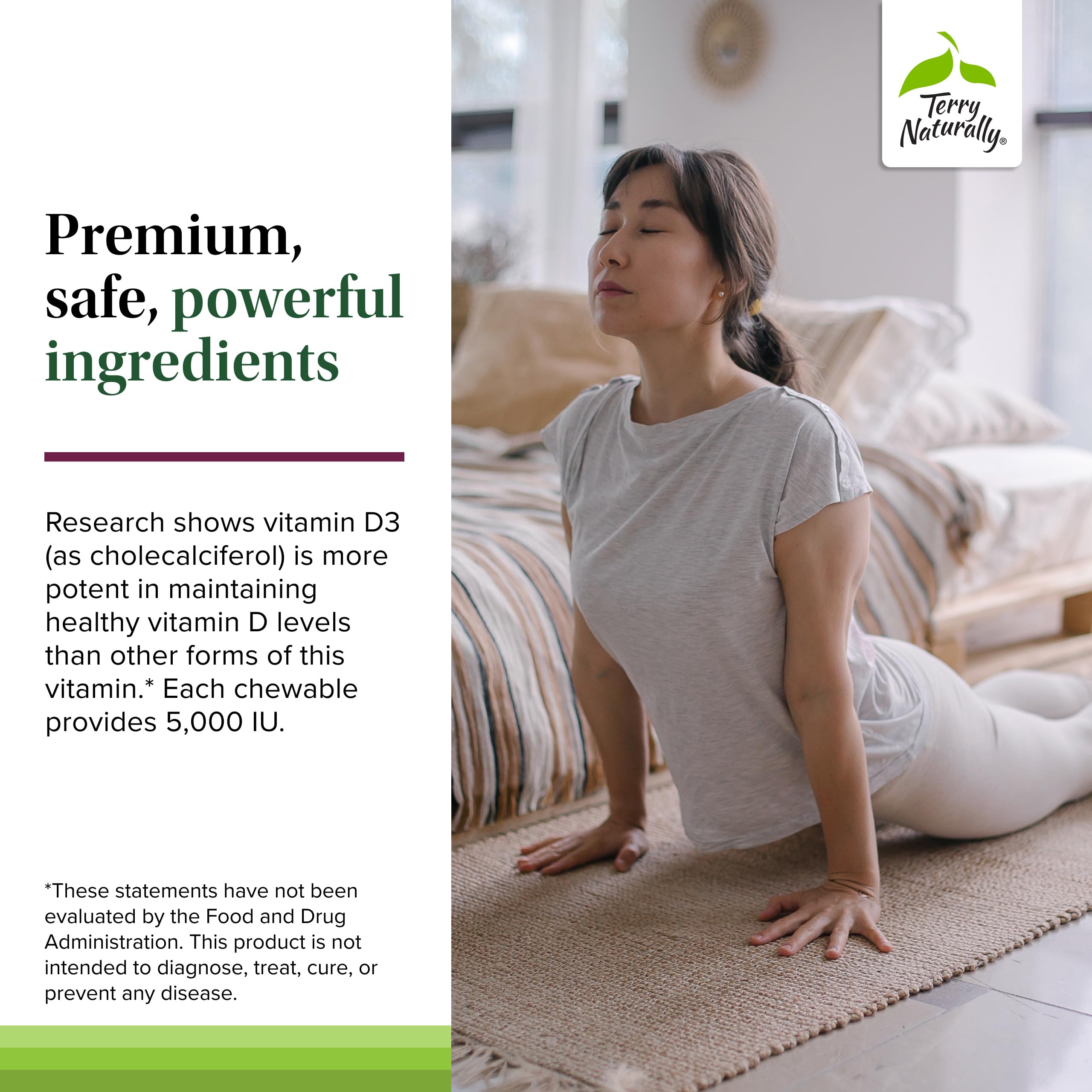Terry Naturally Vitamin D3 allergen-free label