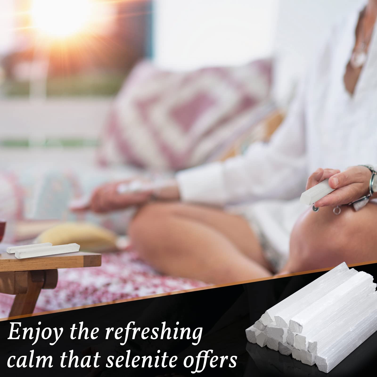 Tessco for you selenite wand supports yoga practice and mindful breathing