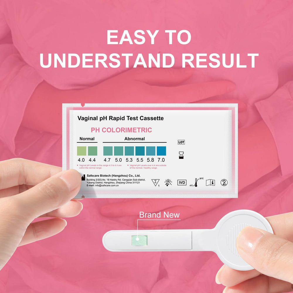 T TESTAHEAD BV color chart clearly distinguishes normal and abnormal pH readings.