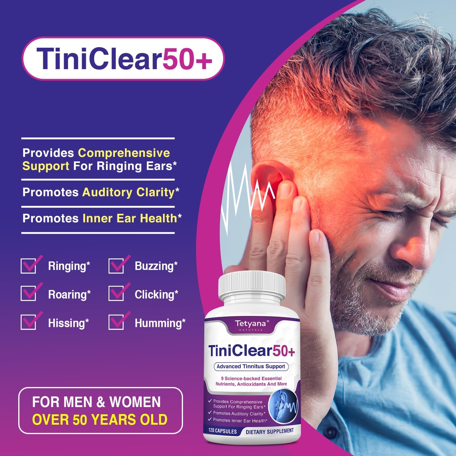 Tetyana Naturals ingredients Ginkgo Biloba close-up signals potential hearing support.