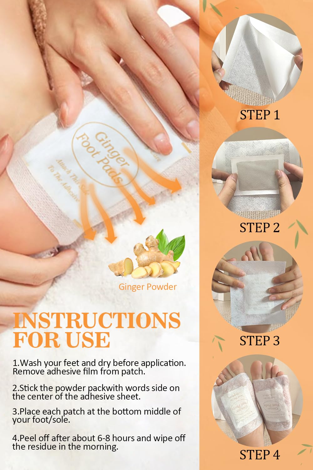 TEWEAE foot pads applied to sole at night for smoother skin